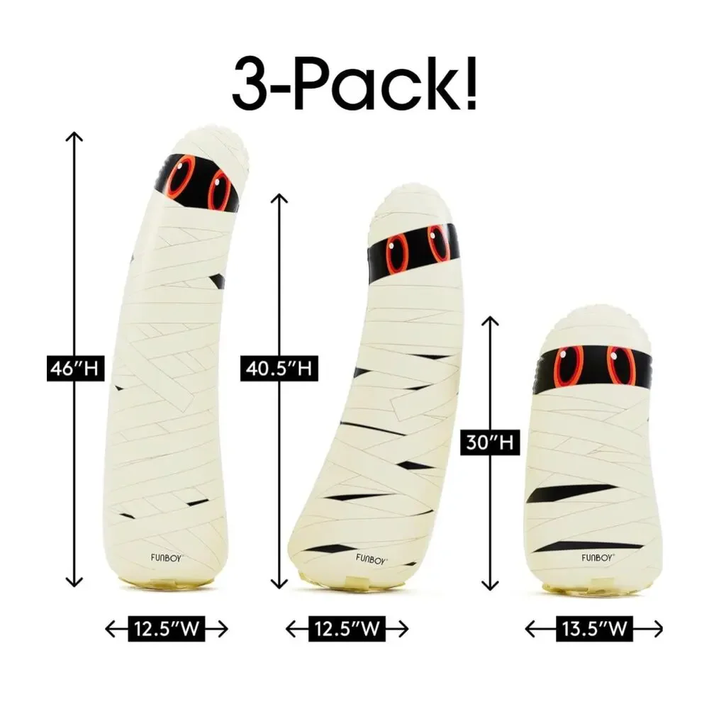 FUNBOY Light-Up Inflatable Halloween Mummy Ghosts, 3-Piece Cordless Set